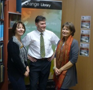 With librarians Jasmine and Sean