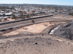 The town looks like this from the top of what locals affectionately call 'the slag heap'