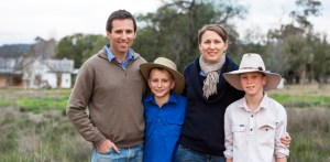 Derek, Kirrily and the kids at home on the farm 